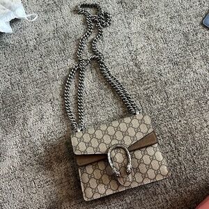 Gucci Mini Printed Coated Canvas and Suede Shoulder Bag